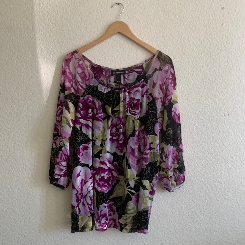 Black, purple, green INC blouse, size xl, worn a few times